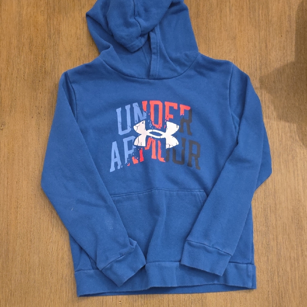Under Armour Royal Blue Pullover Hoodie with Multicolor Logo